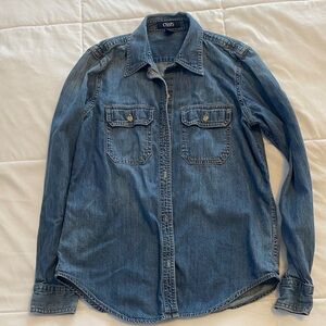 Chaps 100% cotton Denim Button-Down Shirt - Blue